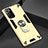 Silicone Matte Finish and Plastic Back Cover Case with Magnetic Finger Ring Stand for Samsung Galaxy Note 20 5G Gold