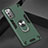 Silicone Matte Finish and Plastic Back Cover Case with Magnetic Finger Ring Stand for Samsung Galaxy Note 20 Plus 5G Green