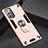 Silicone Matte Finish and Plastic Back Cover Case with Magnetic Finger Ring Stand for Samsung Galaxy Note 20 Plus 5G Pink