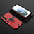 Silicone Matte Finish and Plastic Back Cover Case with Magnetic Finger Ring Stand for Samsung Galaxy S22 Plus 5G