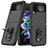 Silicone Matte Finish and Plastic Back Cover Case with Magnetic Finger Ring Stand for Samsung Galaxy Z Flip4 5G