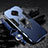 Silicone Matte Finish and Plastic Back Cover Case with Magnetic Finger Ring Stand for Vivo S1 Pro Blue