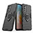 Silicone Matte Finish and Plastic Back Cover Case with Magnetic Finger Ring Stand for Vivo V23e