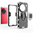 Silicone Matte Finish and Plastic Back Cover Case with Magnetic Finger Ring Stand for Vivo X90 Pro+ Plus 5G