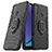 Silicone Matte Finish and Plastic Back Cover Case with Magnetic Finger Ring Stand for Vivo Y3