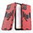 Silicone Matte Finish and Plastic Back Cover Case with Magnetic Finger Ring Stand for Vivo Y31s 5G Red