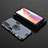 Silicone Matte Finish and Plastic Back Cover Case with Magnetic Finger Ring Stand for Vivo Y52 5G