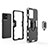 Silicone Matte Finish and Plastic Back Cover Case with Magnetic Finger Ring Stand for Vivo Y73t