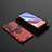 Silicone Matte Finish and Plastic Back Cover Case with Magnetic Finger Ring Stand for Xiaomi Mi 11i 5G Red