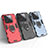 Silicone Matte Finish and Plastic Back Cover Case with Magnetic Finger Ring Stand for Xiaomi Mi 14 5G