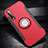 Silicone Matte Finish and Plastic Back Cover Case with Magnetic Finger Ring Stand for Xiaomi Mi 9 Red