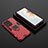 Silicone Matte Finish and Plastic Back Cover Case with Magnetic Finger Ring Stand for Xiaomi Mi Mix 4 5G Red