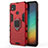 Silicone Matte Finish and Plastic Back Cover Case with Magnetic Finger Ring Stand for Xiaomi POCO C3 Red