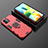 Silicone Matte Finish and Plastic Back Cover Case with Magnetic Finger Ring Stand for Xiaomi Poco C50