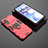 Silicone Matte Finish and Plastic Back Cover Case with Magnetic Finger Ring Stand for Xiaomi Poco M4 5G