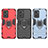 Silicone Matte Finish and Plastic Back Cover Case with Magnetic Finger Ring Stand for Xiaomi Redmi 10 Prime Plus 5G