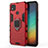 Silicone Matte Finish and Plastic Back Cover Case with Magnetic Finger Ring Stand for Xiaomi Redmi 10A 4G Red