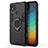 Silicone Matte Finish and Plastic Back Cover Case with Magnetic Finger Ring Stand for Xiaomi Redmi 9 India Black