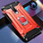 Silicone Matte Finish and Plastic Back Cover Case with Magnetic Finger Ring Stand for Xiaomi Redmi K30 4G Red