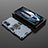 Silicone Matte Finish and Plastic Back Cover Case with Magnetic Finger Ring Stand for Xiaomi Redmi K50 Gaming 5G