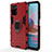 Silicone Matte Finish and Plastic Back Cover Case with Magnetic Finger Ring Stand for Xiaomi Redmi Note 10S 4G Red