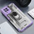Silicone Matte Finish and Plastic Back Cover Case with Magnetic Finger Ring Stand J01S for Samsung Galaxy A22 4G Purple