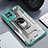 Silicone Matte Finish and Plastic Back Cover Case with Magnetic Finger Ring Stand J01S for Samsung Galaxy F22 4G Green