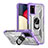 Silicone Matte Finish and Plastic Back Cover Case with Magnetic Finger Ring Stand J01S for Samsung Galaxy M02s Purple