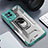 Silicone Matte Finish and Plastic Back Cover Case with Magnetic Finger Ring Stand J01S for Samsung Galaxy M22 4G Green