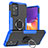 Silicone Matte Finish and Plastic Back Cover Case with Magnetic Finger Ring Stand J01X for Samsung Galaxy Quantum4 5G