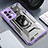 Silicone Matte Finish and Plastic Back Cover Case with Magnetic Finger Ring Stand J02S for Samsung Galaxy A52 4G Purple