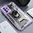 Silicone Matte Finish and Plastic Back Cover Case with Magnetic Finger Ring Stand J02S for Samsung Galaxy A72 4G Purple