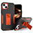 Silicone Matte Finish and Plastic Back Cover Case with Magnetic Finger Ring Stand J03S for Apple iPhone 14 Orange