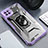 Silicone Matte Finish and Plastic Back Cover Case with Magnetic Finger Ring Stand J03S for Samsung Galaxy A22s 5G Purple