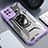 Silicone Matte Finish and Plastic Back Cover Case with Magnetic Finger Ring Stand J03S for Samsung Galaxy F12 Purple
