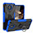 Silicone Matte Finish and Plastic Back Cover Case with Magnetic Finger Ring Stand JX1 for Nokia C10