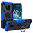 Silicone Matte Finish and Plastic Back Cover Case with Magnetic Finger Ring Stand JX1 for Nokia C200 Blue