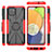Silicone Matte Finish and Plastic Back Cover Case with Magnetic Finger Ring Stand JX1 for Samsung Galaxy A03