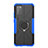 Silicone Matte Finish and Plastic Back Cover Case with Magnetic Finger Ring Stand JX1 for Samsung Galaxy M02s Blue