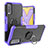 Silicone Matte Finish and Plastic Back Cover Case with Magnetic Finger Ring Stand JX1 for Vivo Y30 Purple