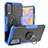 Silicone Matte Finish and Plastic Back Cover Case with Magnetic Finger Ring Stand JX1 for Vivo Y30g Blue