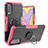 Silicone Matte Finish and Plastic Back Cover Case with Magnetic Finger Ring Stand JX1 for Vivo Y30g Hot Pink