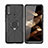 Silicone Matte Finish and Plastic Back Cover Case with Magnetic Finger Ring Stand JX2 for Motorola Moto E7 Power Black