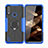 Silicone Matte Finish and Plastic Back Cover Case with Magnetic Finger Ring Stand JX2 for Motorola Moto E7 Power Blue