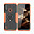 Silicone Matte Finish and Plastic Back Cover Case with Magnetic Finger Ring Stand JX2 for Motorola Moto E7 Power Orange