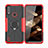 Silicone Matte Finish and Plastic Back Cover Case with Magnetic Finger Ring Stand JX2 for Motorola Moto E7 Power Red