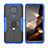 Silicone Matte Finish and Plastic Back Cover Case with Magnetic Finger Ring Stand JX2 for Nokia 5.4 Blue