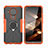 Silicone Matte Finish and Plastic Back Cover Case with Magnetic Finger Ring Stand JX2 for Nokia 5.4 Orange