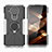 Silicone Matte Finish and Plastic Back Cover Case with Magnetic Finger Ring Stand JX2 for Nokia 5.4 Silver