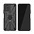 Silicone Matte Finish and Plastic Back Cover Case with Magnetic Finger Ring Stand JX2 for Nokia G100 Black